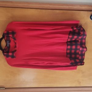 Adrienne Papell Sweater Blouse on Red and Buffalo Plaid